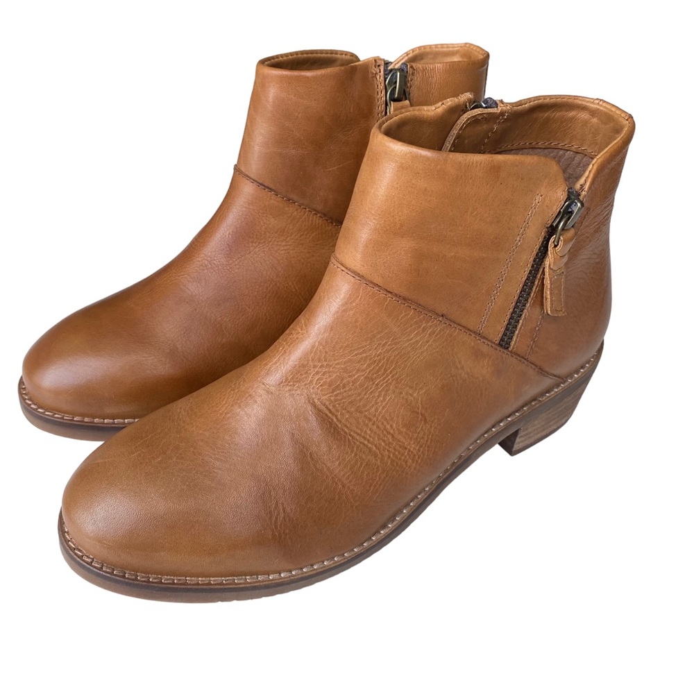 Softwalk Roselle Ankle Boot Size 8 Wide Width Leather Comfort Bootie Camel Zip